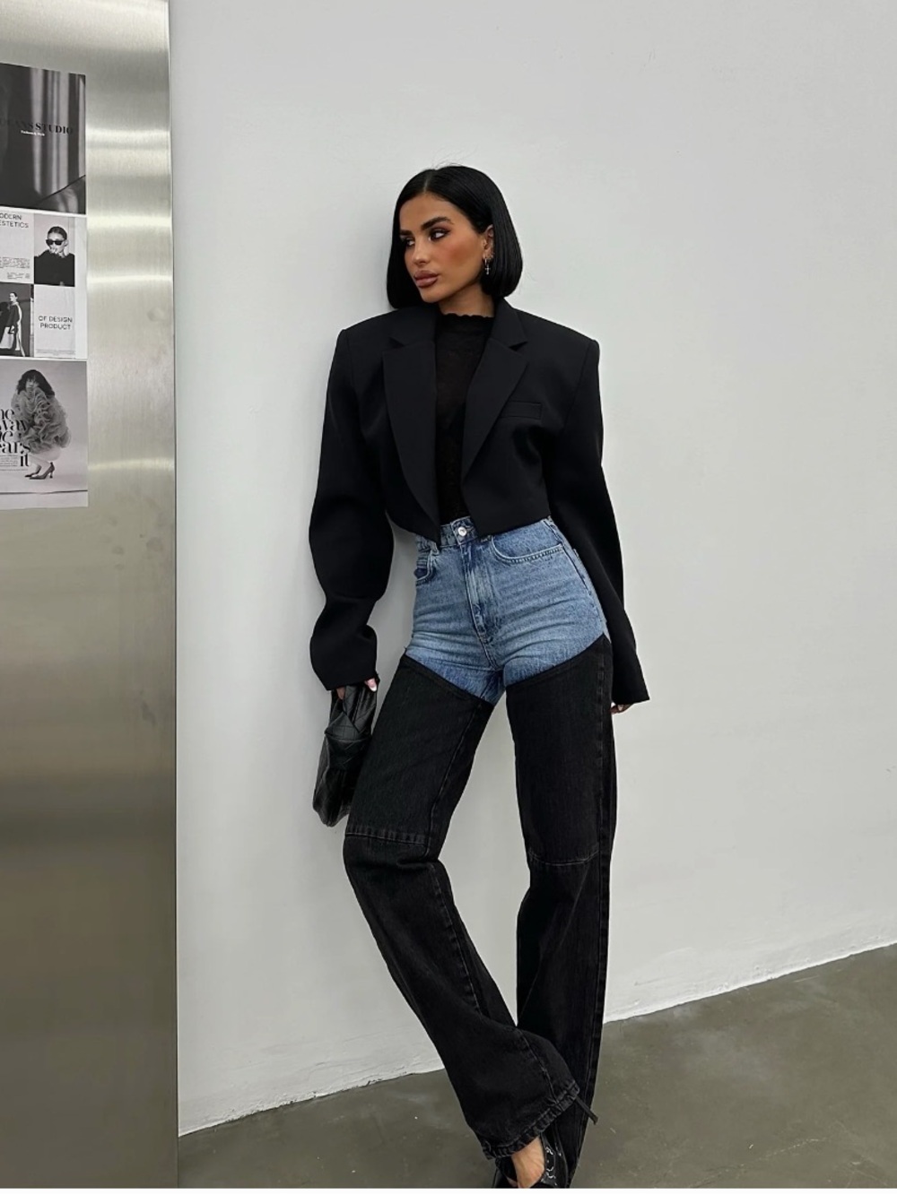 Black & Blue Two-Tone Jeans